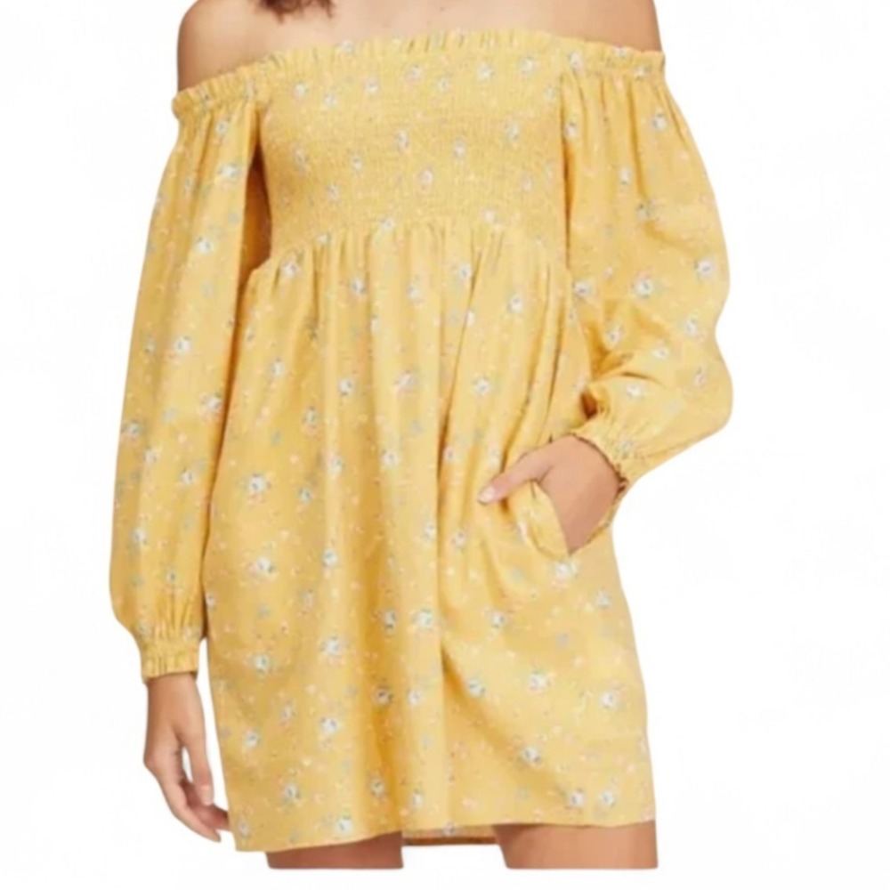 Billabong Wrangler Floral Smocked Mini Dress SZ M Cottagecore Prairie  Cowgirl